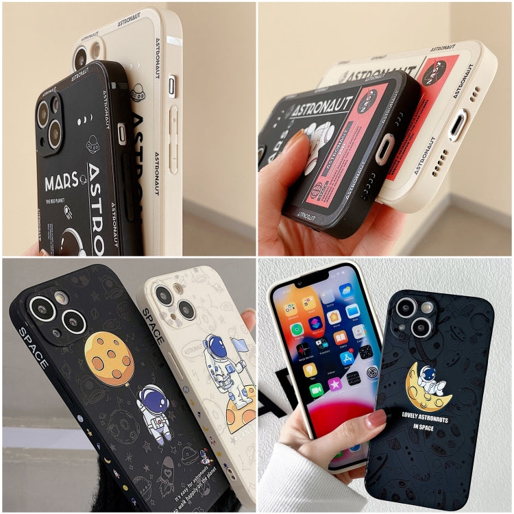 For Samsung Galaxy A73 5G Astronaut Pattern Silicone Straight Edge Phone Case(Mars Astronaut-Black)