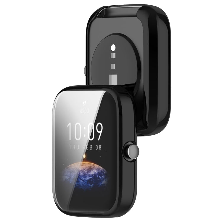 For Amazfit Bip 3 / Bip 3 Pro Universal Full Coverage TPU Electroplating Watch Protective Case(Black)