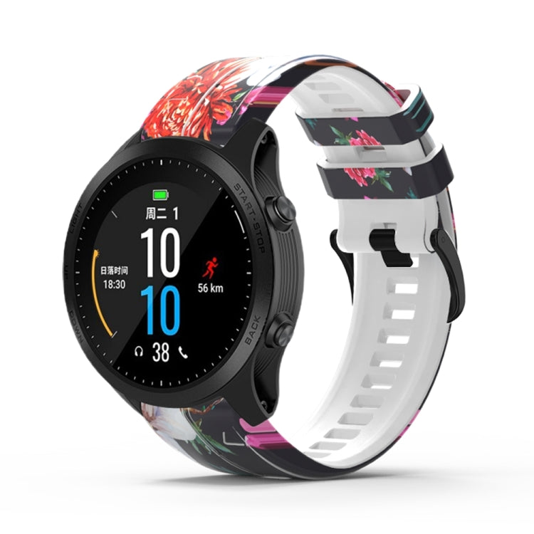 For Garmin Tactix 7 Pro / Fenix 7X / 6X Pro Printing Quick Release Silicone Watch Band(Flower)