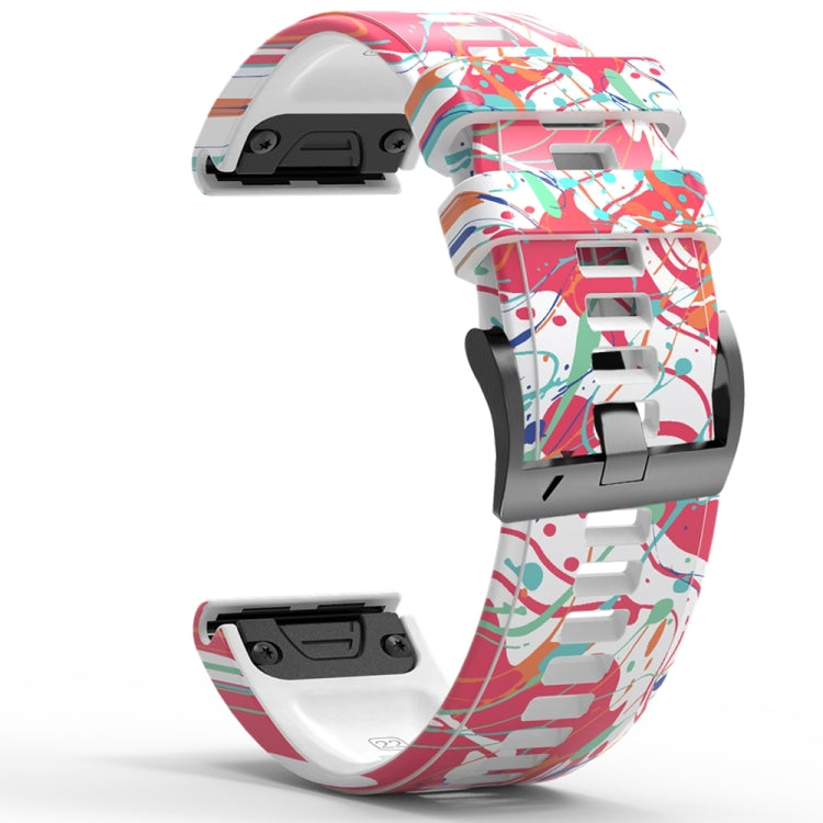 For Garmin Tactix 7 Pro / Fenix 7X / 6X Pro Printing Quick Release Silicone Watch Band(Graffiti)