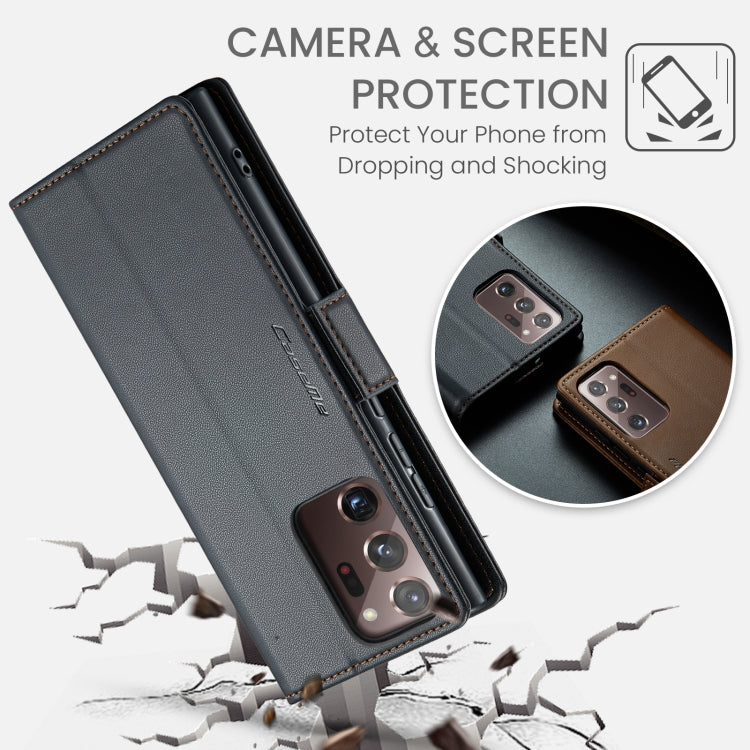 For Samsung Galaxy Note20 Ultra CaseMe 023 Butterfly Buckle Litchi Texture RFID Anti-theft Leather Phone Case(Black) - free shipping - PMC TechLife - Order now!