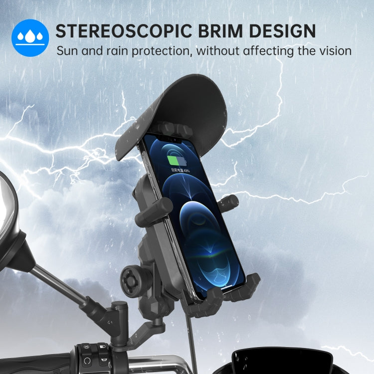 WUPP CS-1848B1 15W Motorcycle Wireless Fast Charging Phone Navigation Holder, Style:Rearview Mirror Type - free shipping - PMC Jewellery - Order now!
