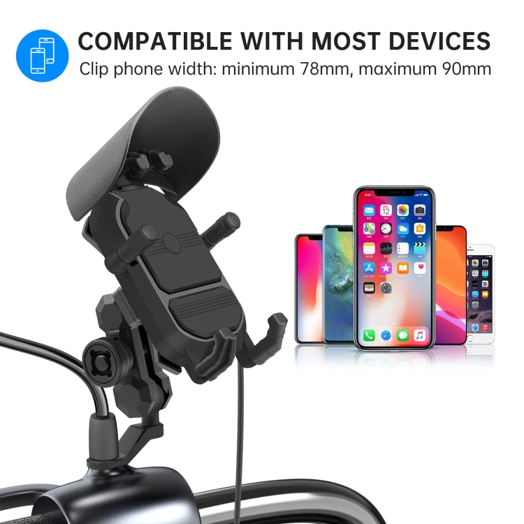 WUPP CS-1848B1 15W Motorcycle Wireless Fast Charging Phone Navigation Holder, Style:Rearview Mirror Type - free shipping - PMC Jewellery - Order now!