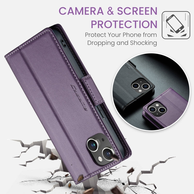 For iPhone 14 Plus CaseMe 023 Butterfly Buckle Litchi Texture RFID Anti-theft Leather Phone Case(Pearly Purple) - iPhone 14 Plus Cases by CaseMe | Online Shopping South Africa | PMC TechLife | Buy Now Pay Later Mobicred