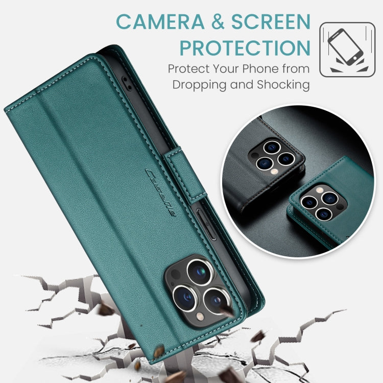 For iPhone 13 Pro Max CaseMe 023 Butterfly Buckle Litchi Texture RFID Anti-theft Leather Phone Case(Pearly Blue)