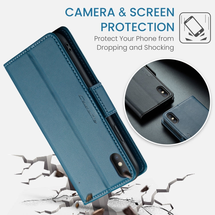 For iPhone XS CaseMe 023 Butterfly Buckle Litchi Texture RFID Anti-theft Leather Phone Case(Blue) - More iPhone Cases by CaseMe | Online Shopping South Africa | PMC TechLife