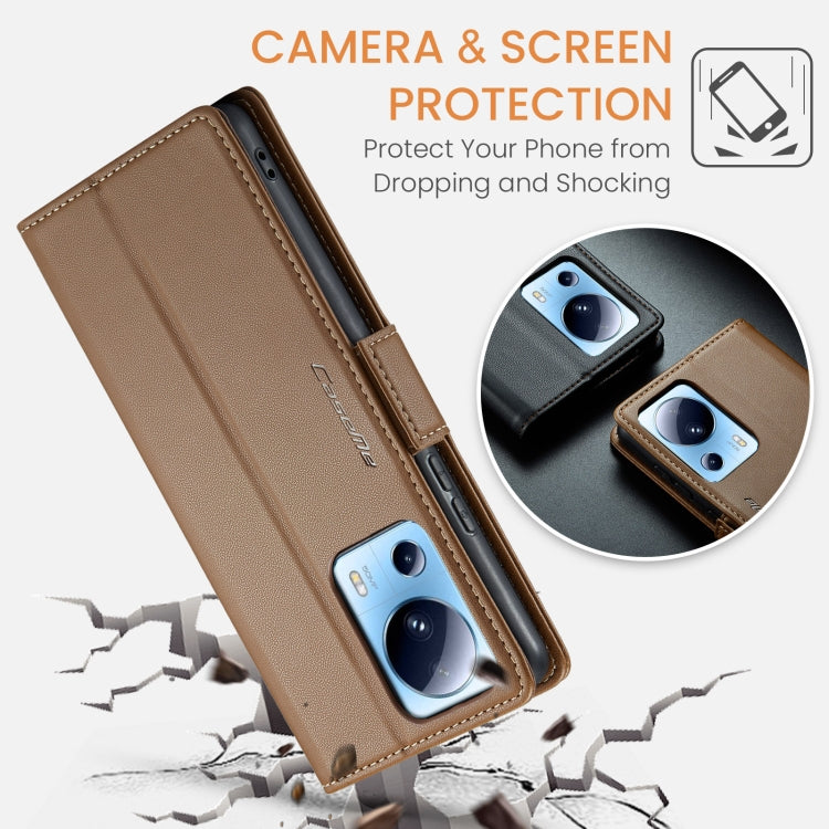 For Xiaomi 13 Lite CaseMe 023 Butterfly Buckle Litchi Texture RFID Anti-theft Leather Phone Case(Brown) - free shipping - PMC TechLife - Order now!