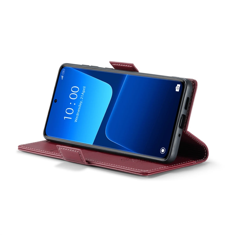 For Xiaomi 13 Pro CaseMe 023 Butterfly Buckle Litchi Texture RFID Anti-theft Leather Phone Case(Wine Red)