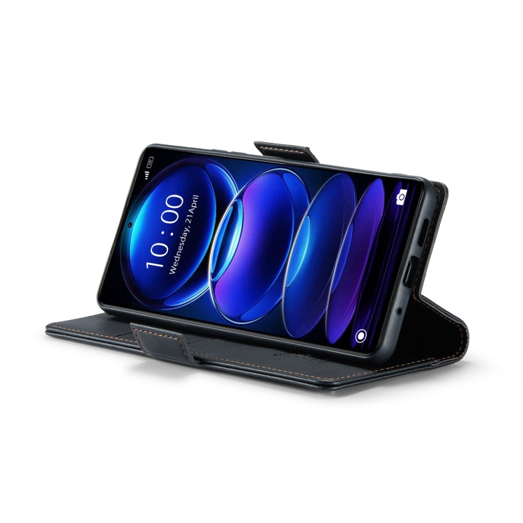 CaseMe 023 Butterfly Buckle Litchi Texture RFID Anti-theft Leather Phone Case For Xiaomi Poco X5 Pro 5G/Redmi Note 12 Pro 5G Global(Black)