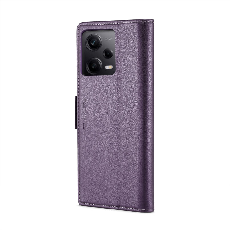 CaseMe 023 Butterfly Buckle Litchi Texture RFID Anti-theft Leather Phone Case For Xiaomi Poco X5 Pro 5G/Redmi Note 12 Pro 5G Global(Pearly Purple)