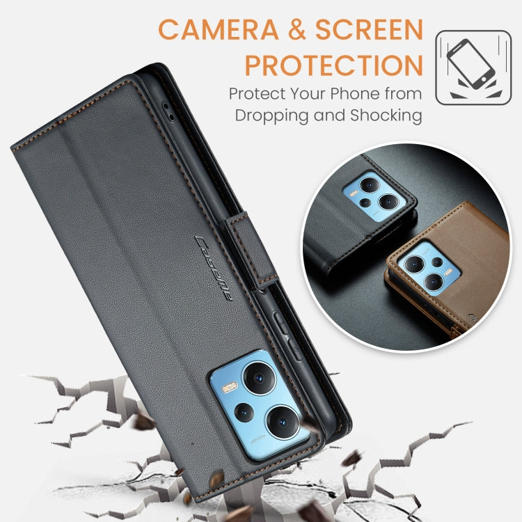 For Xiaomi Poco X5 5G/Redmi Note 12 5G Global CaseMe 023 Butterfly Buckle Litchi Texture RFID Anti-theft Leather Phone Case(Black) - free shipping - PMC TechLife - Order now!