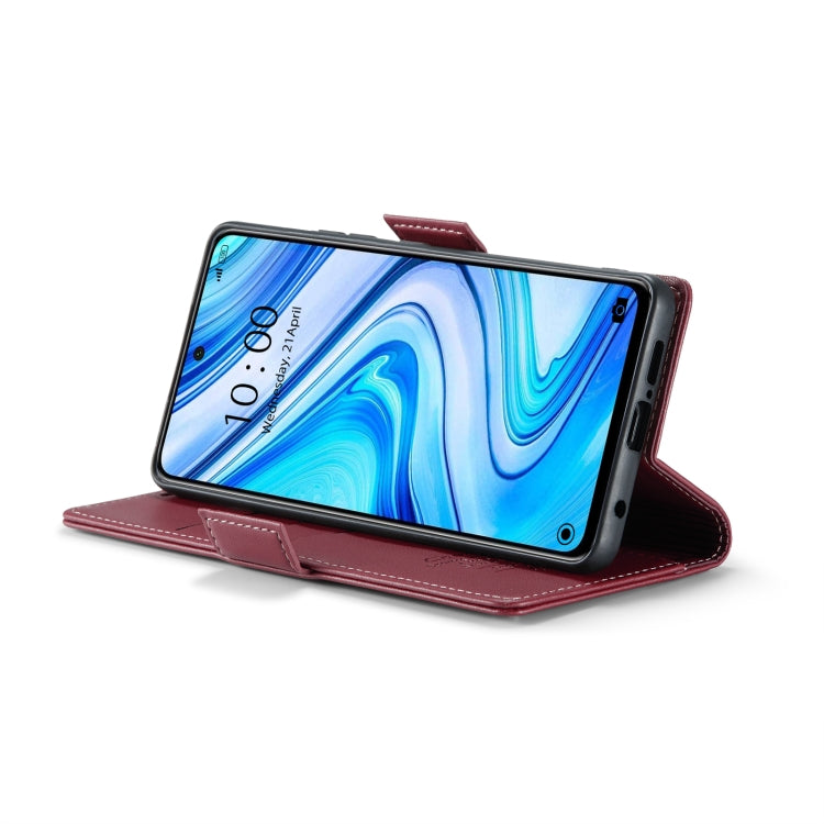 For Xiaomi Redmi Note 9S/Note 9 Pro/Note 9 Pro Max CaseMe 023 Butterfly Buckle Litchi Texture RFID Anti-theft Leather Phone Case(Wine Red)