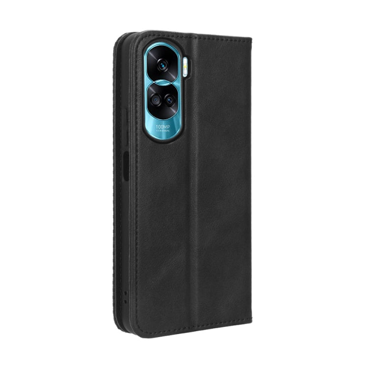 For Honor X50i Big Hole / 90 Lite Magnetic Buckle Retro Texture Leather Phone Case(Black)