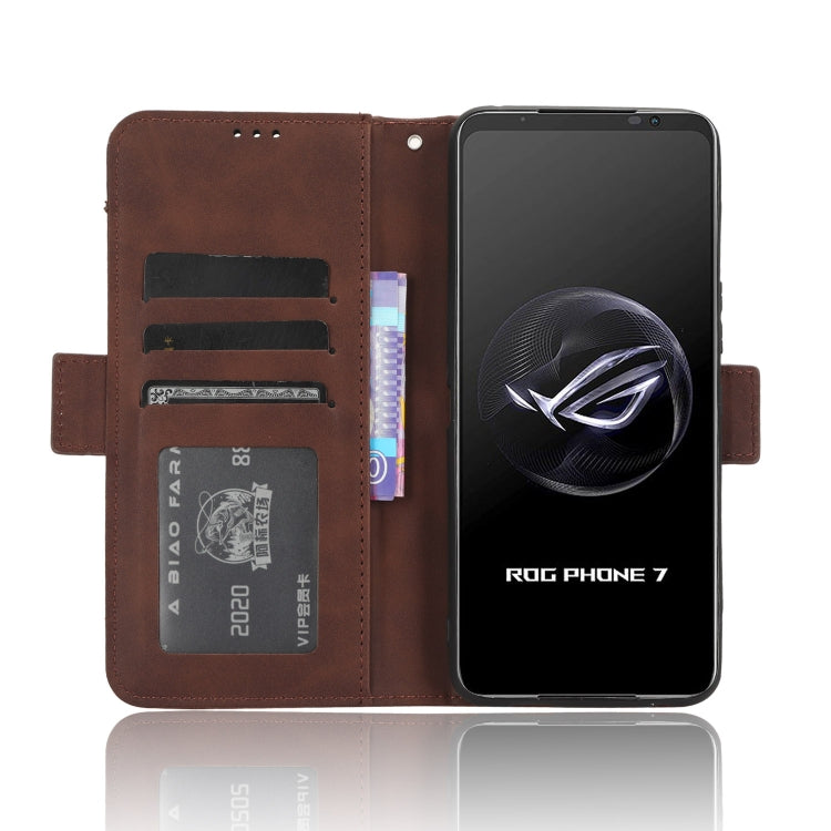 For ASUS ROG Phone 7 Skin Feel Calf Texture Card Slots Leather Phone Case(Brown)