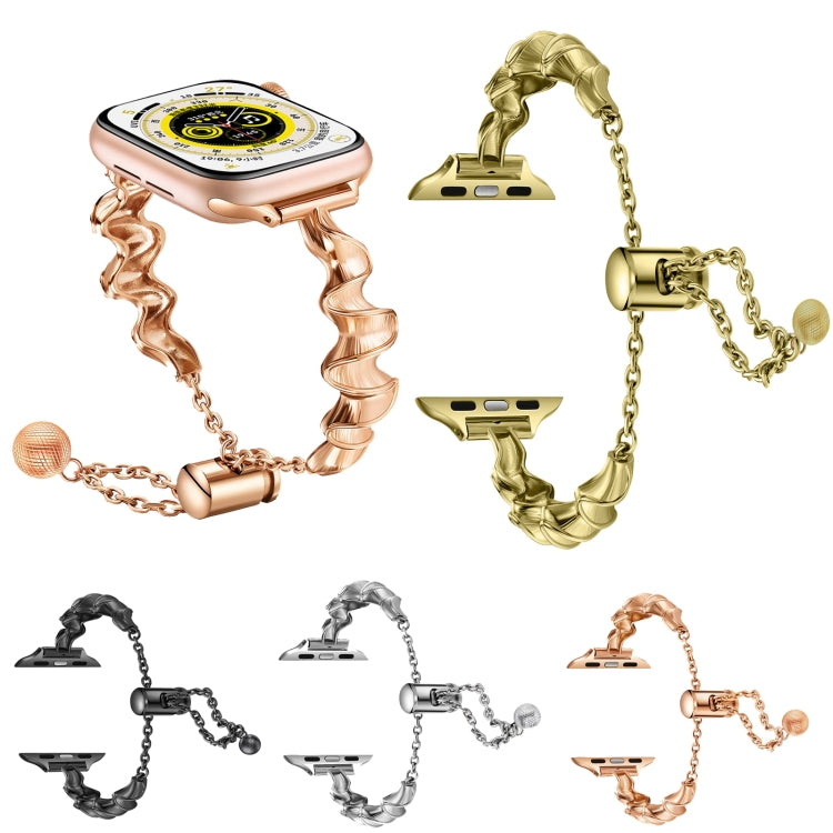 Ribbon Wave Metal Watch Band For Apple Watch 7 41mm(Black) - Watch Bands by PMC TechLife | Online Shopping South Africa | PMC TechLife