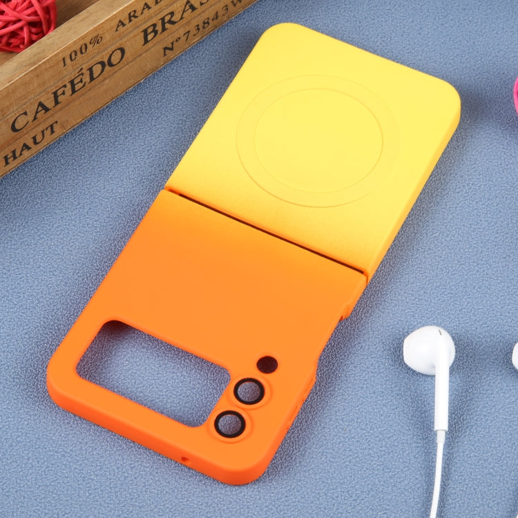 For Samsung Galaxy Z Flip3 5G Liquid TPU Silicone Gradient MagSafe Phone Case(Orange Yellow)