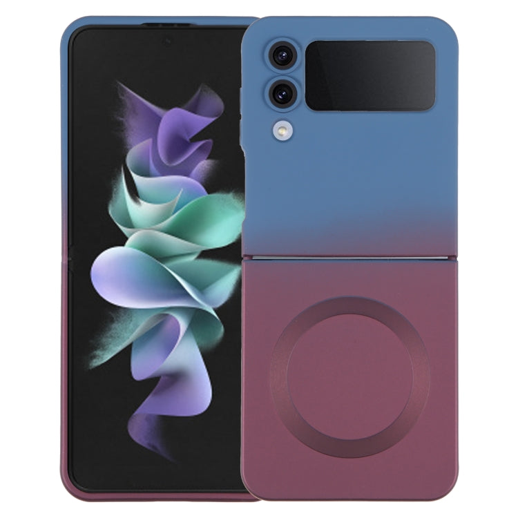 For Samsung Galaxy Z Flip3 5G Liquid TPU Silicone Gradient MagSafe Phone Case(Blue Purple)