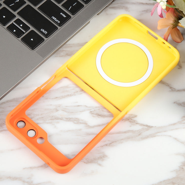 For Samsung Galaxy Z Flip5 Liquid TPU Silicone Gradient MagSafe Phone Case(Orange Yellow) - Galaxy Z Flip5 Cases by PMC TechLife | Online Shopping South Africa | PMC TechLife