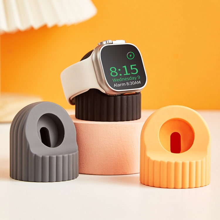 For Apple Watch Wave Pattern Silicone Watch Charging Stand(Lavender)