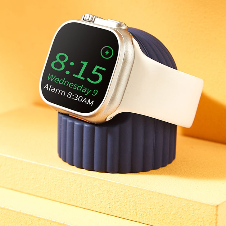 For Apple Watch Wave Pattern Silicone Watch Charging Stand(Orange)