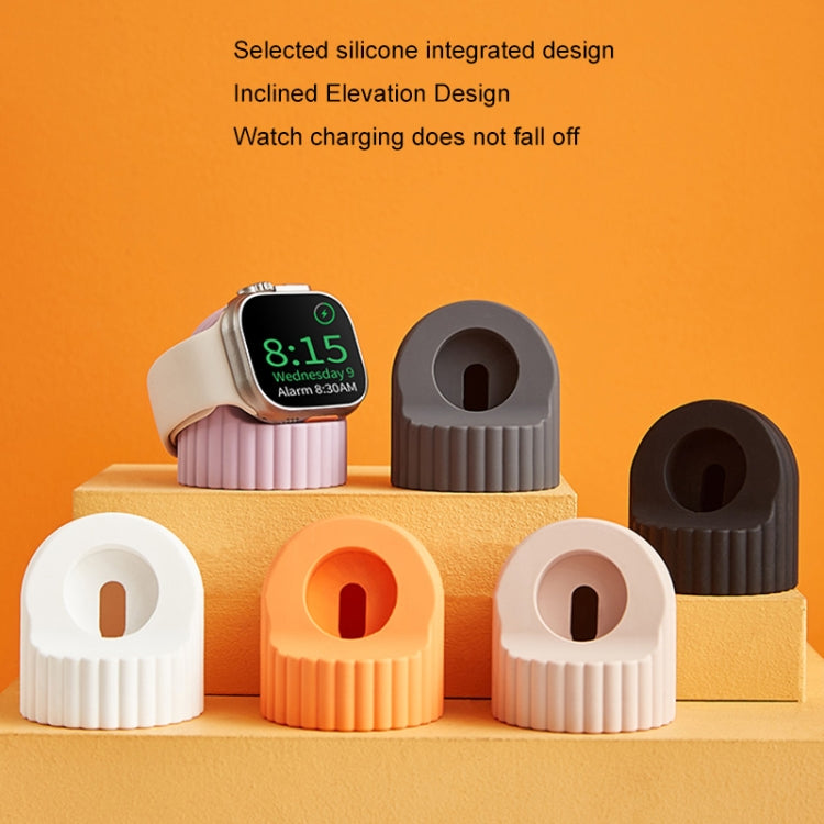 For Apple Watch Wave Pattern Silicone Watch Charging Stand(White) - Charger / Holder by PMC TechLife | Online Shopping South Africa | PMC TechLife
