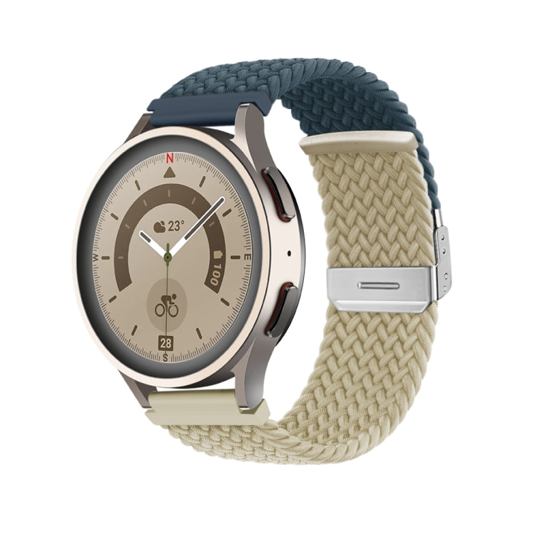 22mm Buckle Braided Nylon Watch Band(Dark Blue Beige)