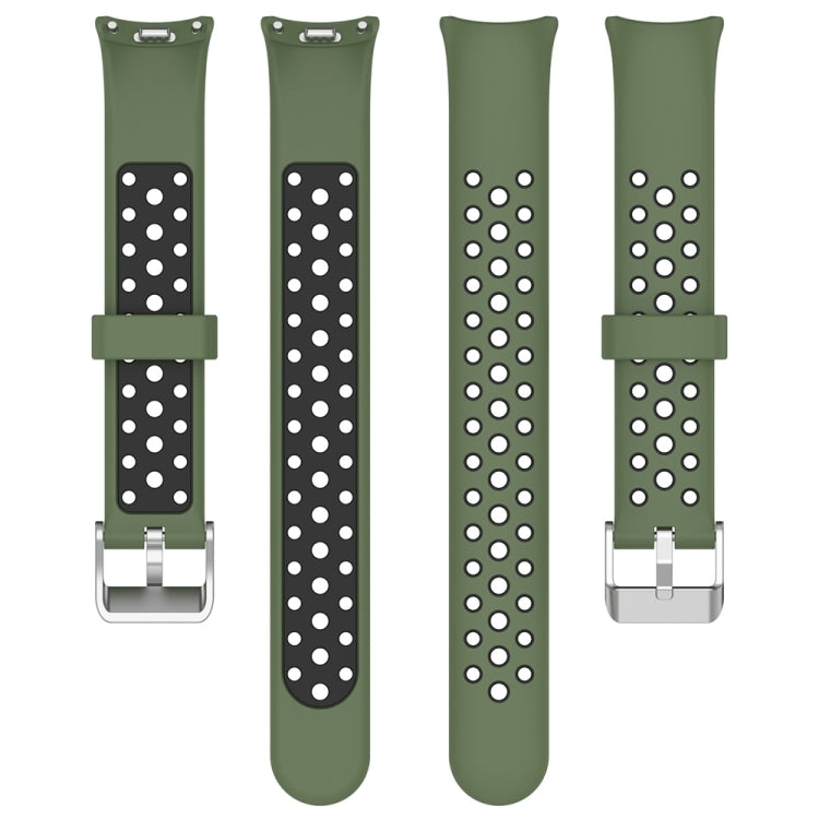 For Xiaomi Mi Band 8 Two-color Steel Plug Silicone Watch Band(Army Green Black)