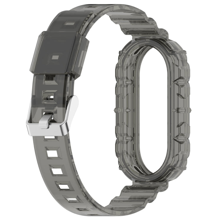 For Xiaomi Mi Band 8 Integrated Transparent Silicone Watch Band(Black)