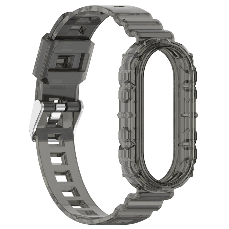 For Xiaomi Mi Band 8 Integrated Transparent Silicone Watch Band(Black)