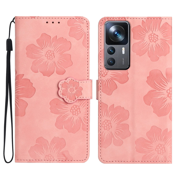 For Xiaomi 12T / 12T Pro Flower Embossing Pattern Leather Phone Case(Pink)