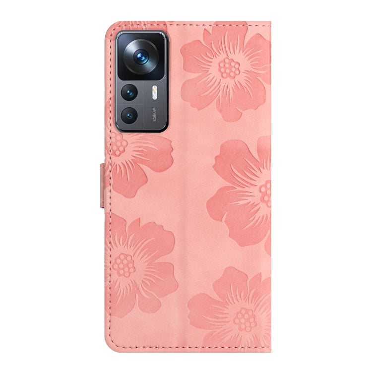 For Xiaomi 12T / 12T Pro Flower Embossing Pattern Leather Phone Case(Pink)