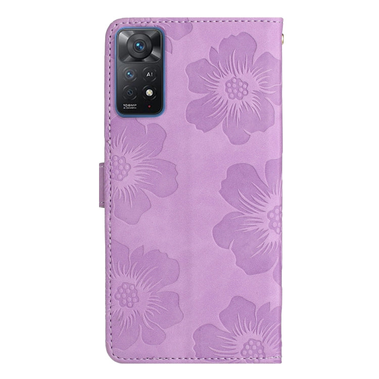For Xiaomi Redmi Note 11 Pro 5G Global Flower Embossing Pattern Leather Phone Case(Purple)
