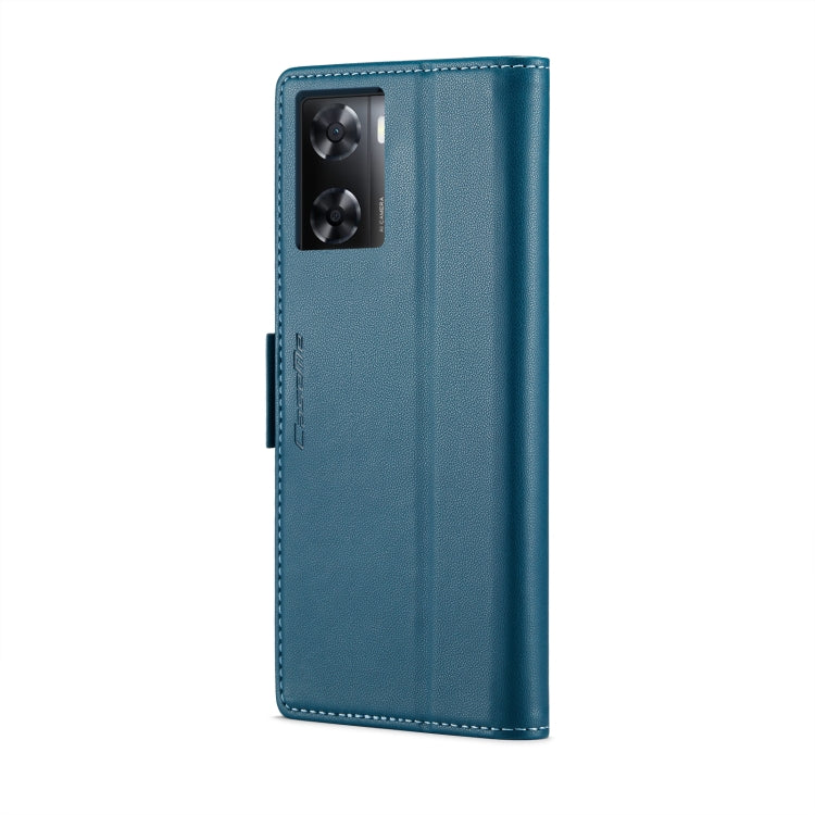 For OPPO A57 4G Global/A57s 4G Global CaseMe 023 Butterfly Buckle Litchi Texture RFID Anti-theft Leather Phone Case(Blue)