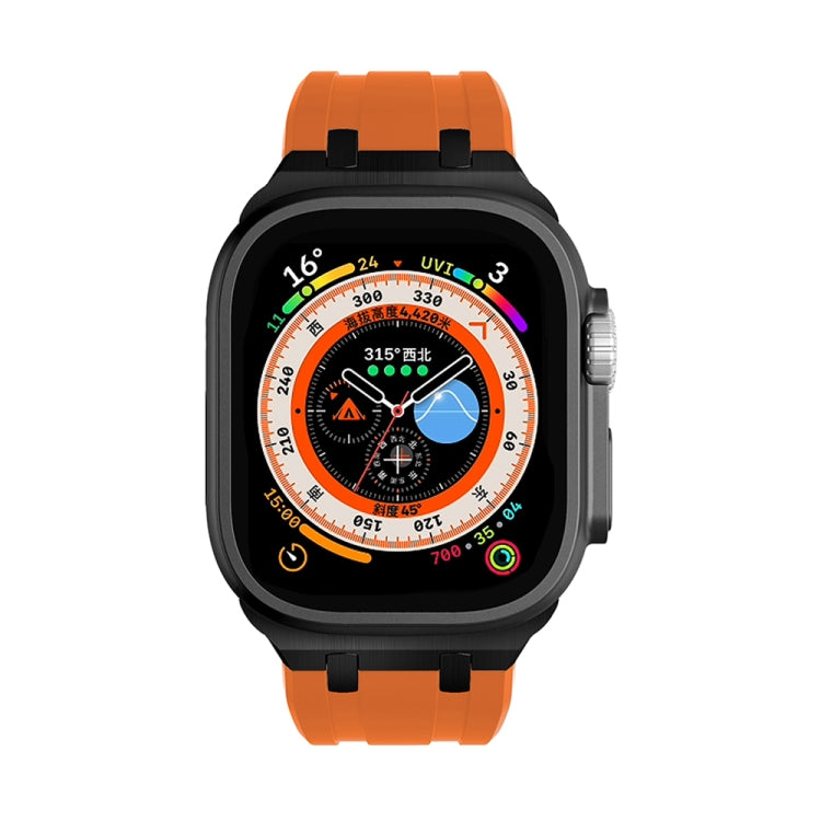 AP Silicone Watch Band For Apple Watch Ultra 49mm(Black Orange)