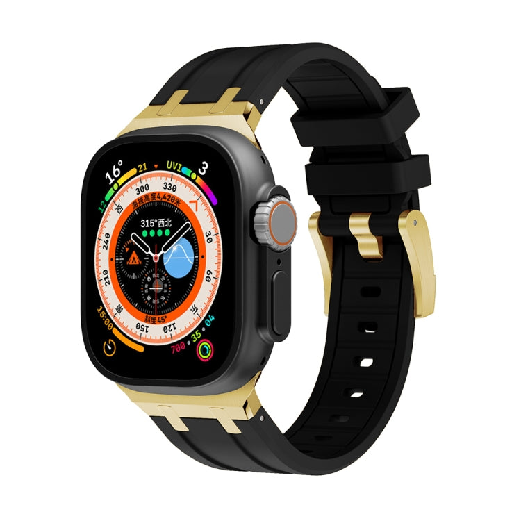 AP Silicone Watch Band For Apple Watch 8 45mm(Gold Black) - Watch Bands by PMC TechLife | Online Shopping South Africa | PMC TechLife