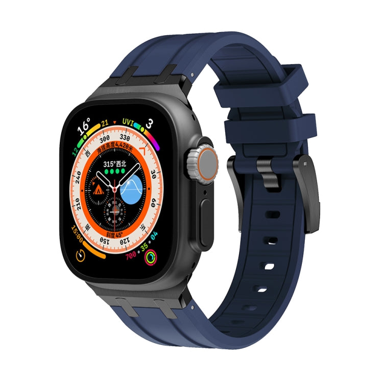 AP Silicone Watch Band For Apple Watch 6 44mm(Black Blue)