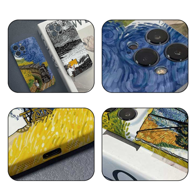 For iPhone 13 Pro Precise Hole Oil Painting Pattern PC Phone Case(Inkwash)