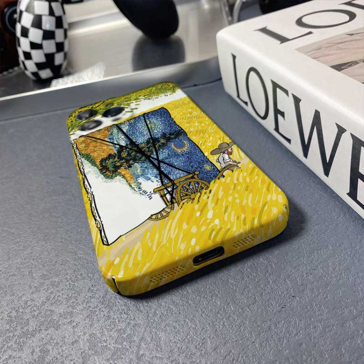 For iPhone XR Precise Hole Oil Painting Pattern PC Phone Case(Handcart)