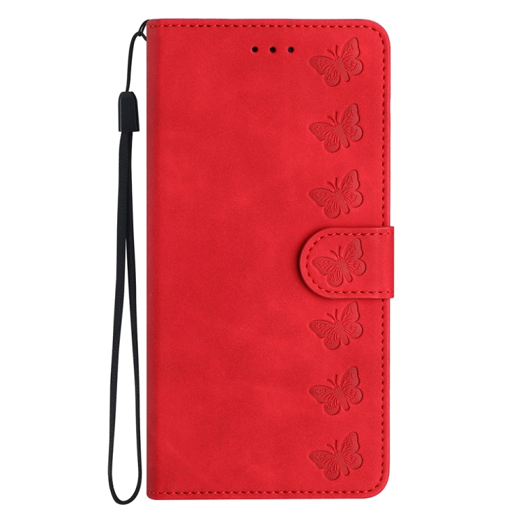 For Xiaomi 13 Seven Butterflies Embossed Leather Phone Case(Red)