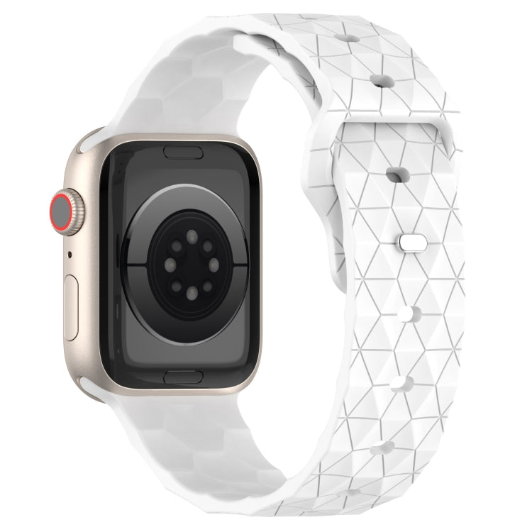 Football Texture Silicone Watch Band For Apple Watch SE 2022 44mm(White)
