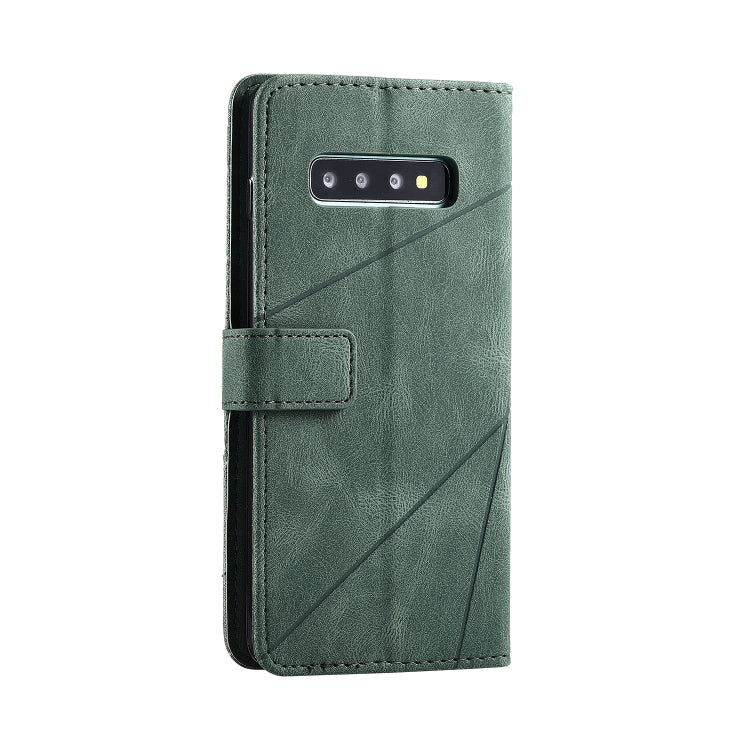 For Samsung Galaxy S10 Plus Skin Feel Splicing Horizontal Flip Leather Case with Holder & Card Slots & Wallet & Photo Frame(Green)
