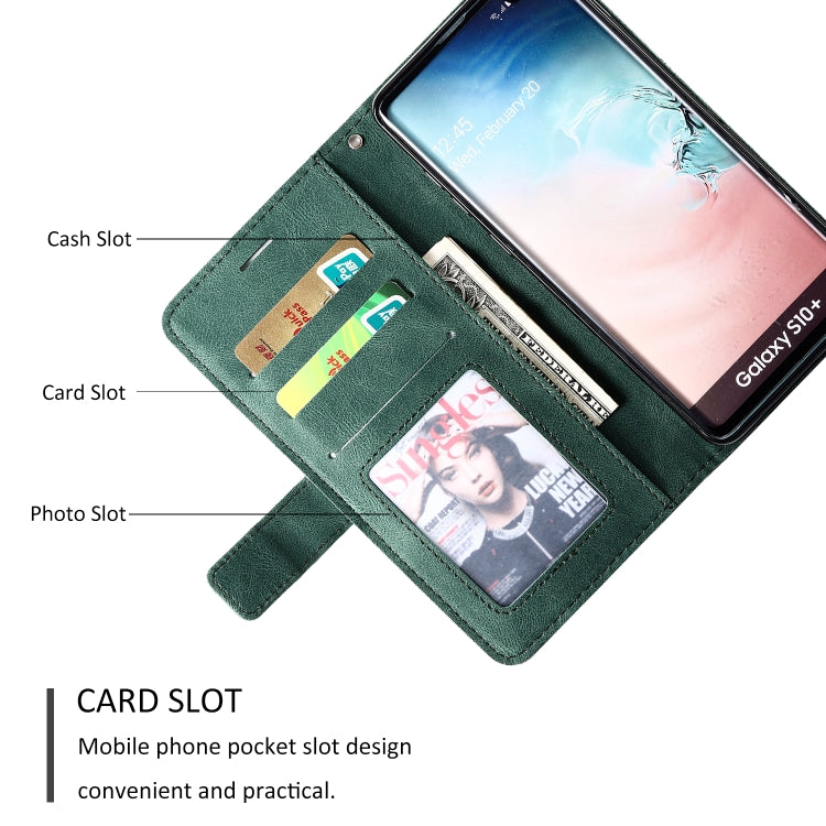 For Samsung Galaxy S10 Plus Skin Feel Splicing Horizontal Flip Leather Case with Holder & Card Slots & Wallet & Photo Frame(Green)