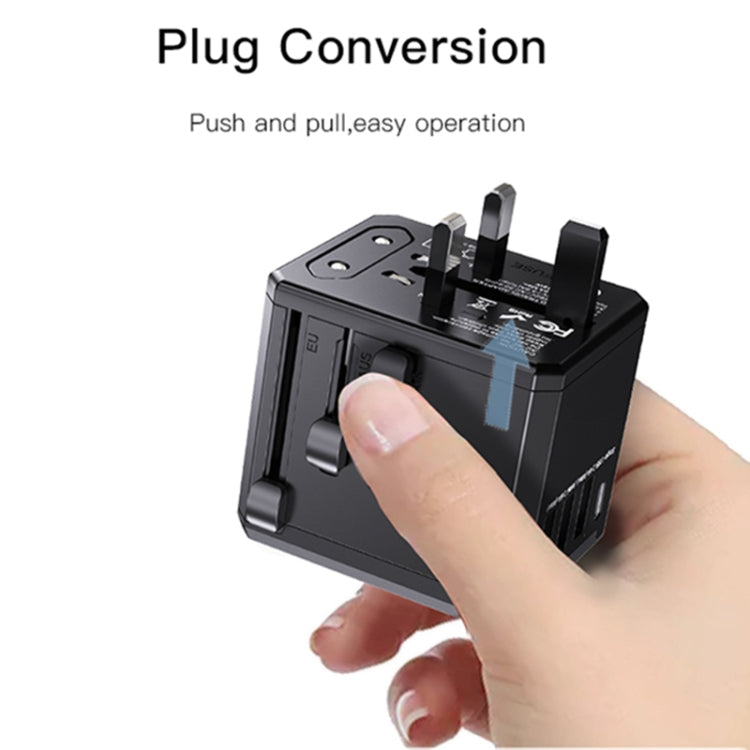 Yesido MC-10 3 USB + Type-C Ports Multi-function Universal Travel Adapter Plug(Black) - Extension Socket by Yesido | Online Shopping South Africa | PMC TechLife | Buy Now Pay Later Mobicred