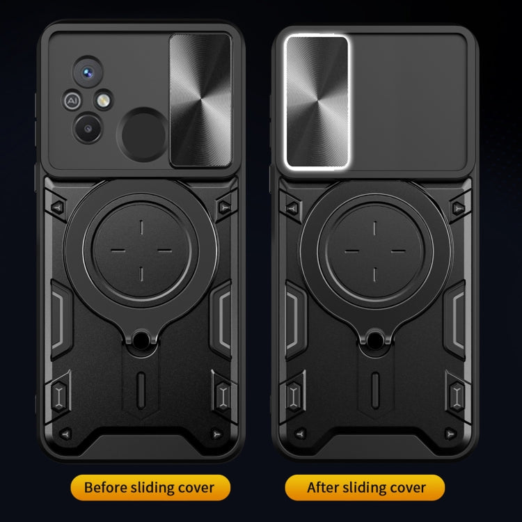 For Xiaomi Redmi 12C CD Texture Sliding Camshield Magnetic Holder Phone Case(Red) - free shipping - PMC TechLife - Order now!