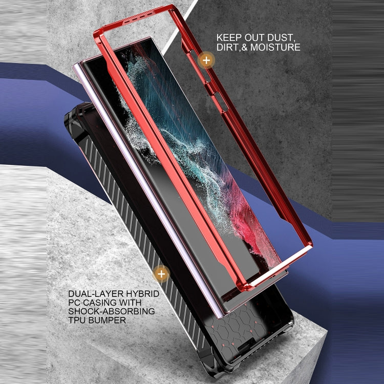 For Samsung Galaxy S21 Ultra 5G Armor Series Holder Phone Case with Back Clip(Purple)