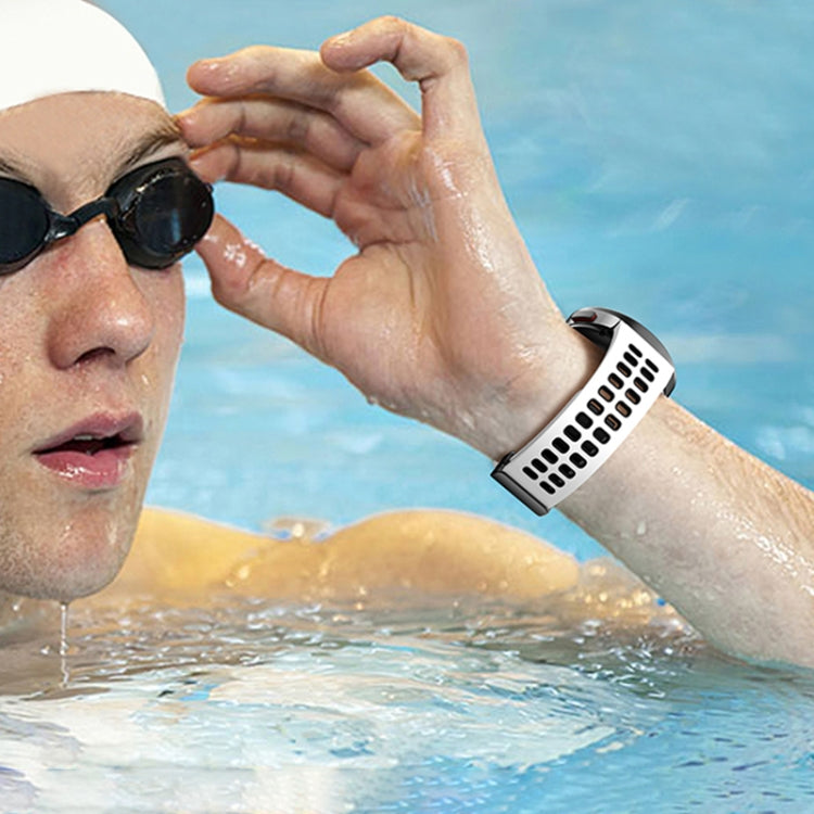 For Samsung Galaxy Watch5 Double-row Hole Folding Buckle Silicone Watch Band(Blue White) - Watch Bands by PMC TechLife | Online Shopping South Africa | PMC TechLife