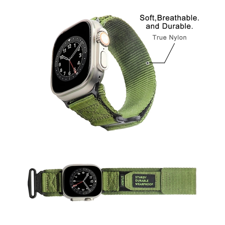 Nylon Two Section Watch Band For Apple Watch 6 44mm(Dark Green)