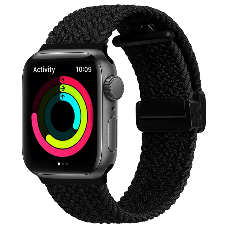 Magnetic Fold Clasp Woven Watch Band For Apple Watch 7 41mm(Black) - Watch Bands by PMC TechLife | Online Shopping South Africa | PMC TechLife