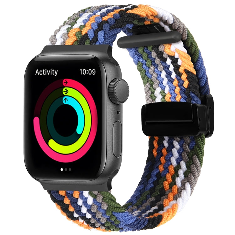 Magnetic Fold Clasp Woven Watch Band For Apple Watch SE 44mm(Denim Color)