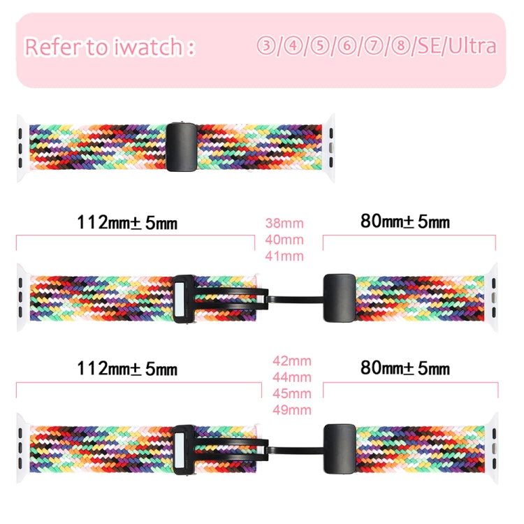 Magnetic Fold Clasp Woven Watch Band For Apple Watch 7 45mm(Denim Color)